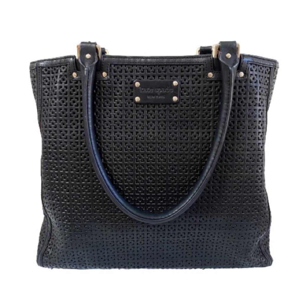 Kate Spade Black Leather Laser Cut Tote‎ Bag
